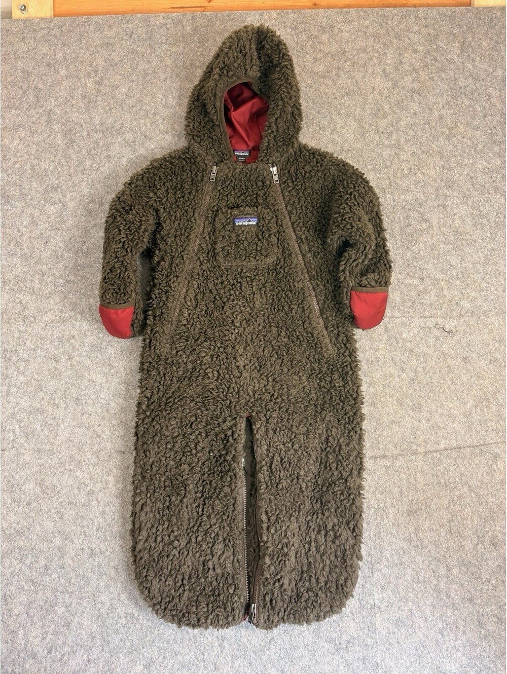 Patagonia Deep Pile Fleece Snowsuit Bunting Hooded Footie Size 12-18m